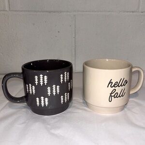 Harvest Season fall coffee mugs Hello Fall pine trees 2
